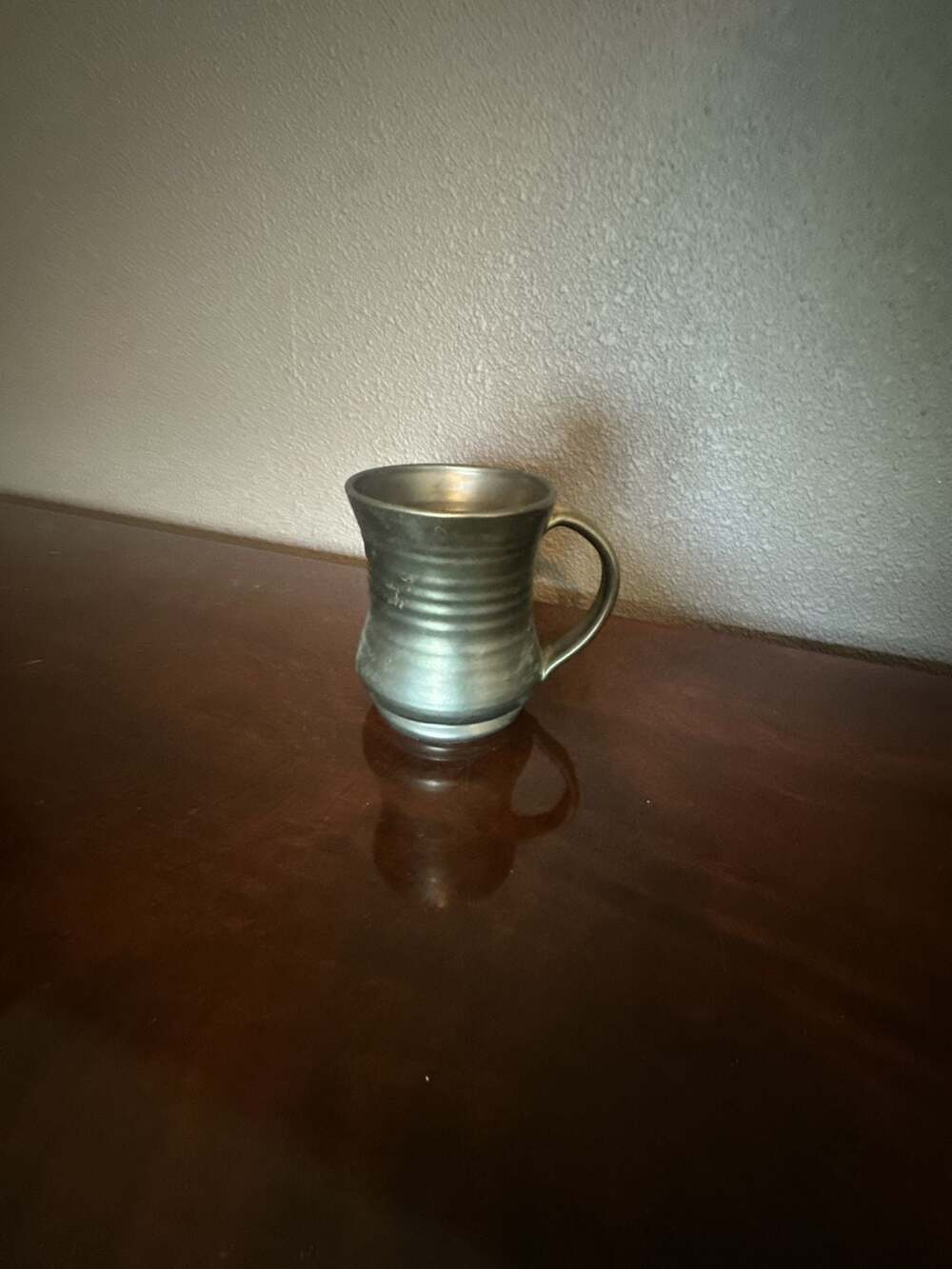 Vintage Prinknash Abbey Pottery Gunmetal Glaze Hand Made Peewter-Style Mug